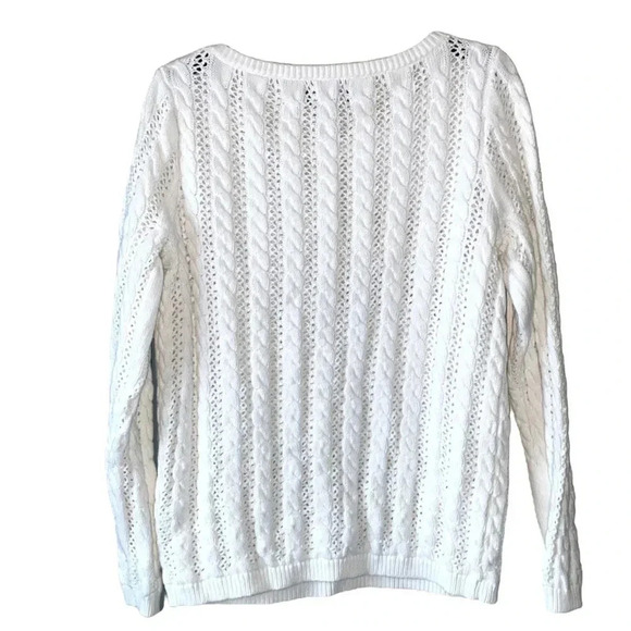 LANDS’ END | Drifter Cable Knit Sweater Milk White Size L, Long Sleeves (NWOT) - Picture 3 of 8